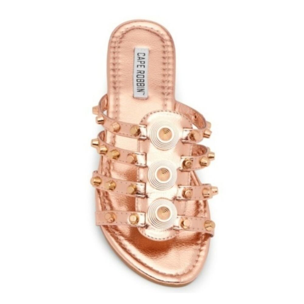 Cape Robbin Rose Gold Studded Slide Sandals Sz 7